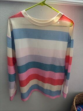 Multicolor Pastel Striped Long Sleeve Top